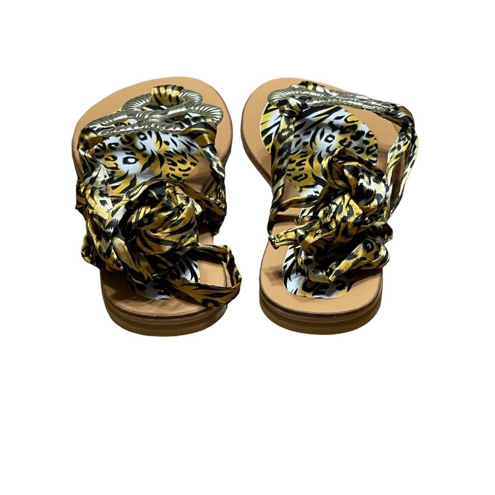 BUMPER.Women gladiator print‎ animal fabric strap sandals size 8 - Picture 6 of 12